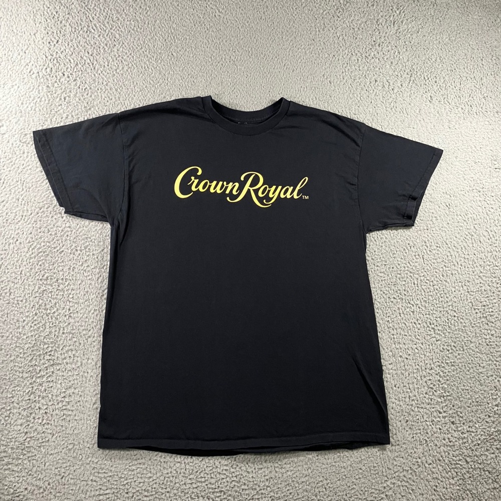 Crown Royal T-Shirt Mens XL Black Yellow Logo Graphic Short Sleeve Whiskey Tee